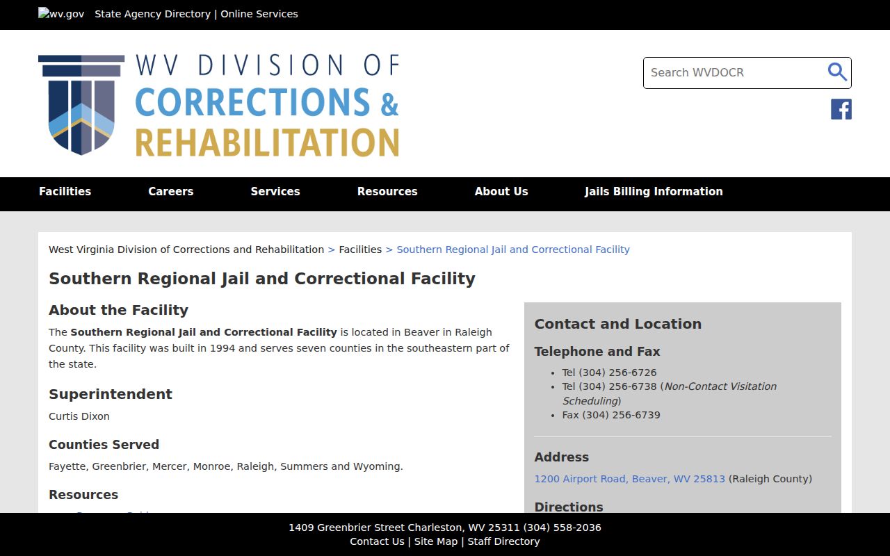 Greenbrier County arrest lookup Southern Regional Jail information