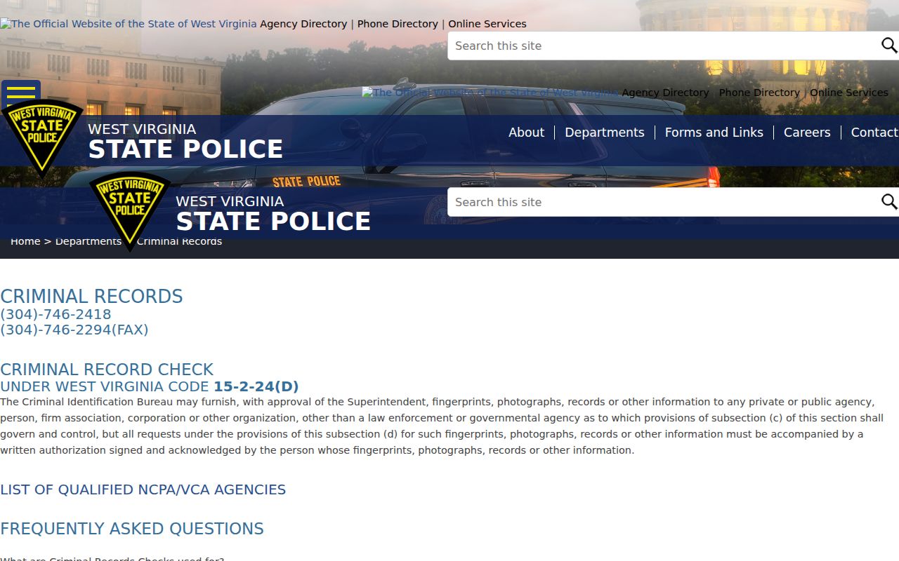 Greenbrier County official criminal history record channel
